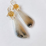 dendrite agate and citrine earrings