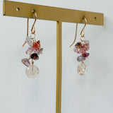 トパーズとスピネルのブーケピアス