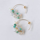 【YN様専用】ラウンドカットオパールとソノランターコイズのフープピアス