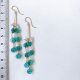 ソノランターコイズとアコヤケシパールのロングピアス