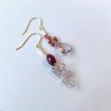 アメトリンとガーネットのアシンメトリーピアス