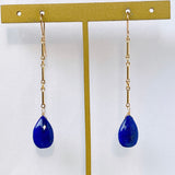 lapis lazuli bar chain earrings