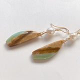 オパライズドウッドとアコヤパールのピアス5-31