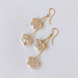 Butterfly pearl double earrings 