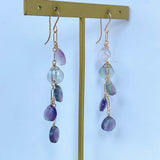 フローライトの五連ロングピアス　パープル