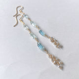 アクアマリンとアコヤケシパールのロングピアス