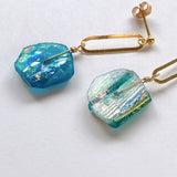 ローマングラスのオーバルリングピアス