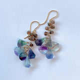 フローライトとアンダリュサイトのピアス