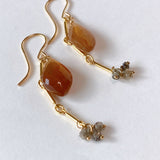 Golden shine moonstone and brown diamond earrings 