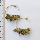 モルダバイトとハーキマークォーツのフープピアス