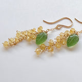 ヘリオドールとサーペンティンのミモザピアス