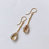 Golden rutilated quartz bar chain earrings