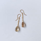 Golden rutilated quartz bar chain earrings