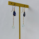 アイオライトとアクアマリンのピアス