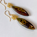 Fruit jasper and yellow aquamarine bouquet earrings