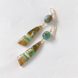 【訳あり】オパライズドウッドとブルーオパールのピアス1-20