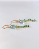 Large aquamarine and emerald earrings