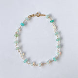 ペルーブルーオパールとオパールのステーションブレスレット