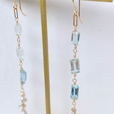 アクアマリンとアコヤケシパールのロングピアス