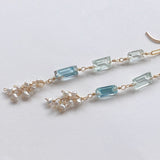 アクアマリンとアコヤケシパールのロングピアス