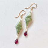 グリーンジャスパーとロードライトガーネットのピアス