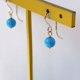 スリーピングビューティーターコイズの一粒丸玉ピアス