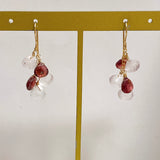 ローズクォーツとロードライトガーネットのピアス