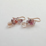 トパーズとスピネルのブーケピアス