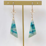 オパライズドウッドと淡水パールのピアス