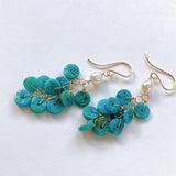 ソノランターコイズとアコヤベビーパールのしゃらしゃらピアス