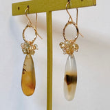 Montana agate and zircon ring earrings