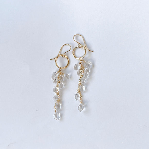 両剣水晶のリングロングピアス