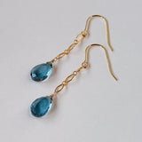 ロンドンブルートパーズのダイヤチェーンのピアス