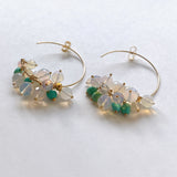 【YN様専用】ラウンドカットオパールとソノランターコイズのフープピアス