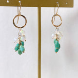 ラウンドカットオパールとソノランターコイズのリングピアス