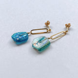 ローマングラスのオーバルリングピアス