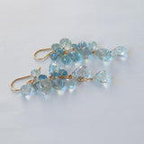 アクアマリンのふさふさピアス