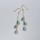 アフガニスタンフローライトのトリプルピアス　グリーン