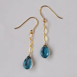 ロンドンブルートパーズのダイヤチェーンのピアス