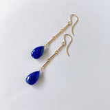 lapis lazuli bar chain earrings