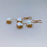 Butterfly pearl double earrings 