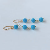 スリーピングビューティーターコイズの丸玉三連ピアス