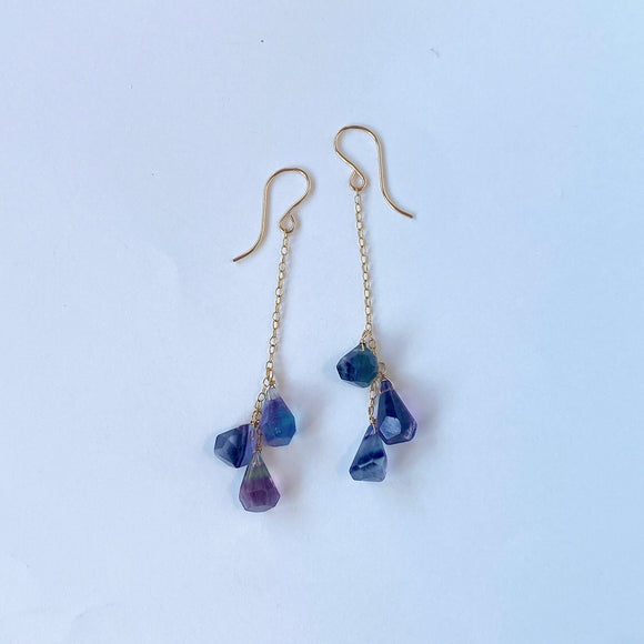 フローライトのトリプルピアス