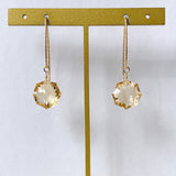 コンケーブオクタゴンカットシトリンの一粒ピアス