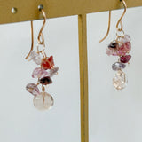 トパーズとスピネルのブーケピアス