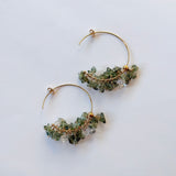 モルダバイトとハーキマークォーツのフープピアス