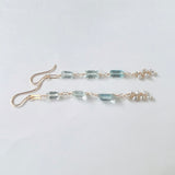 アクアマリンとアコヤケシパールのロングピアス