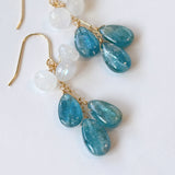 カイヤナイトとムーンストーンのブーケピアス