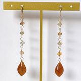 Golden shine moonstone and natural zircon earrings 