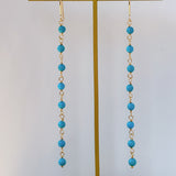 スリーピングビューティーターコイズの丸玉小ステーションロングピアス